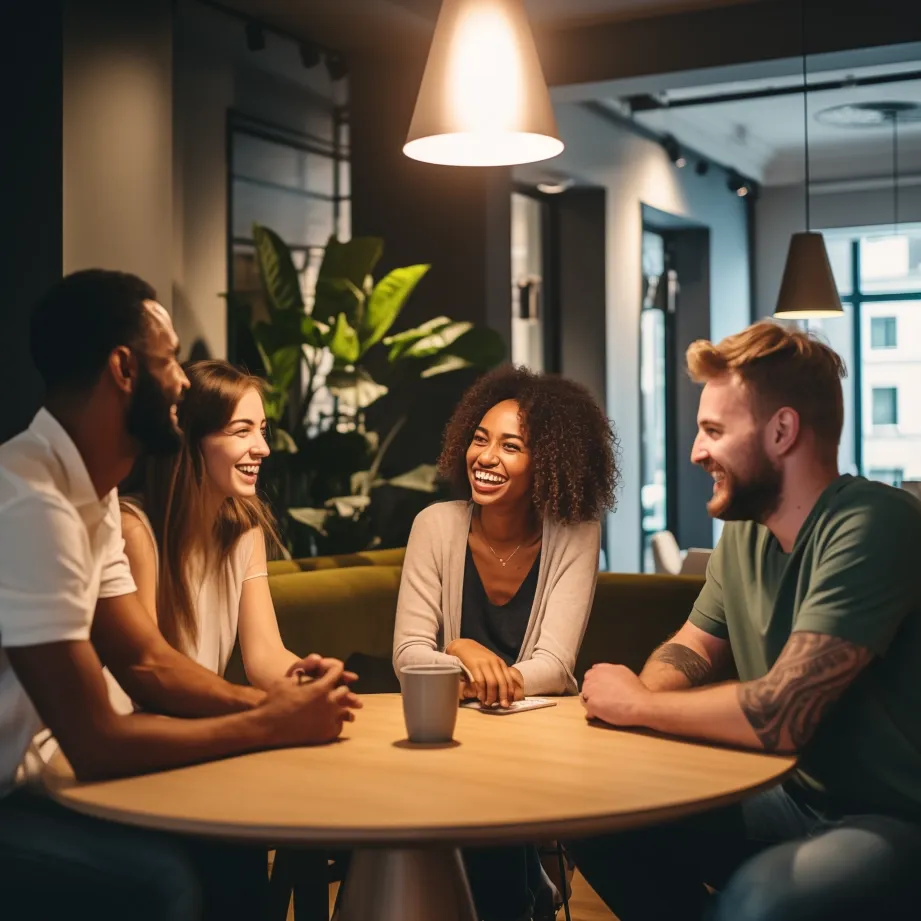 Group of people sitting around a table